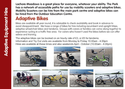 About Lochore Meadows Country Parks - Outdoor Education Centres Adaptive bikes